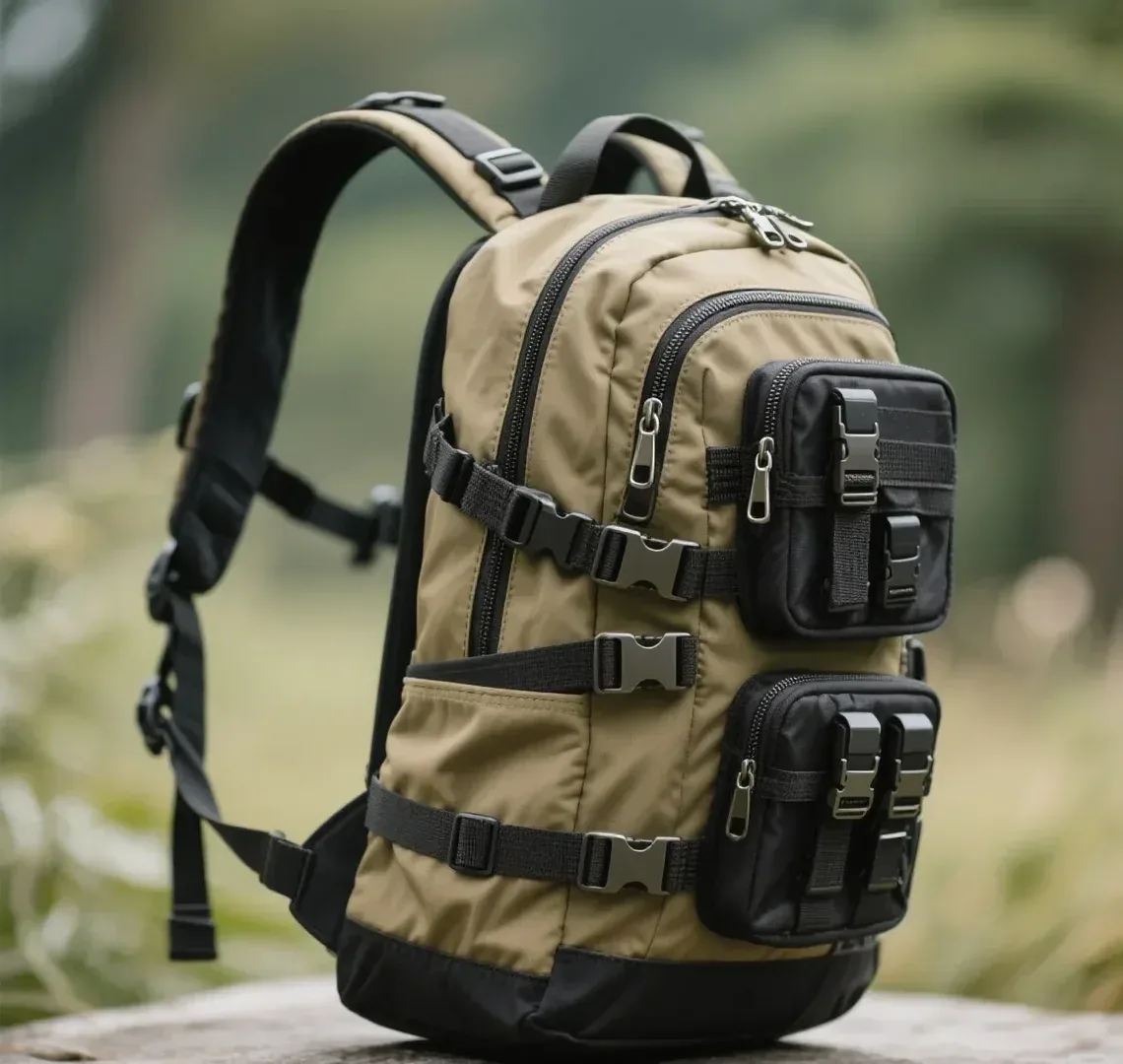 Adjustable crossbody strap with slider hardware and reinforced core being fitted