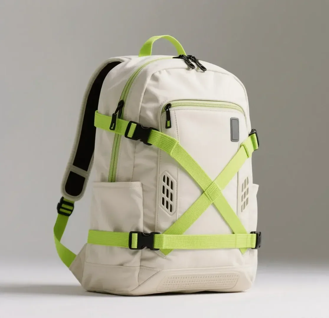 Brand buyer comparing sustainable leather bag samples against a specification checklist