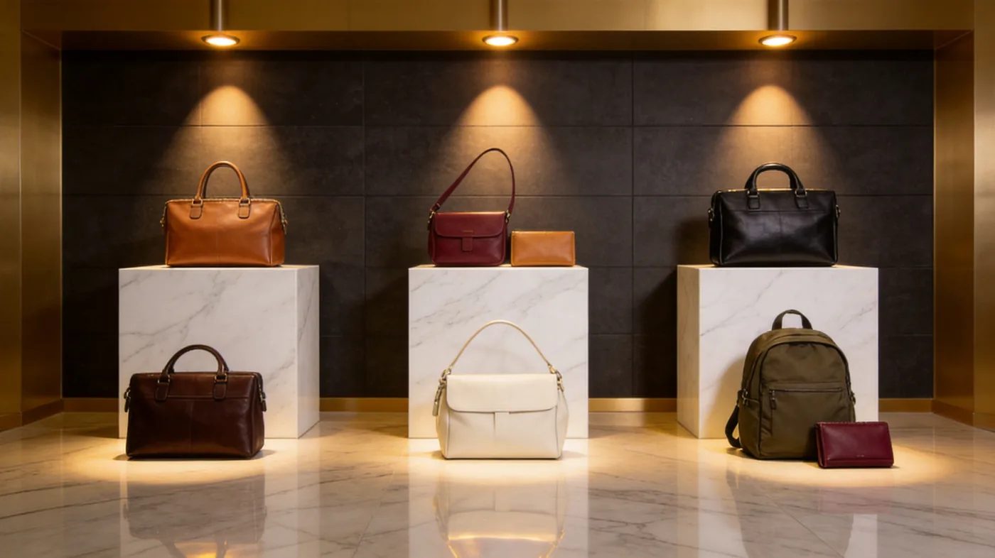 Artisan skiving and folding leather panels for bespoke bag production on the Quanzhou floor